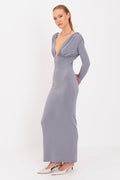 V-Neck Maxi Dress Grey