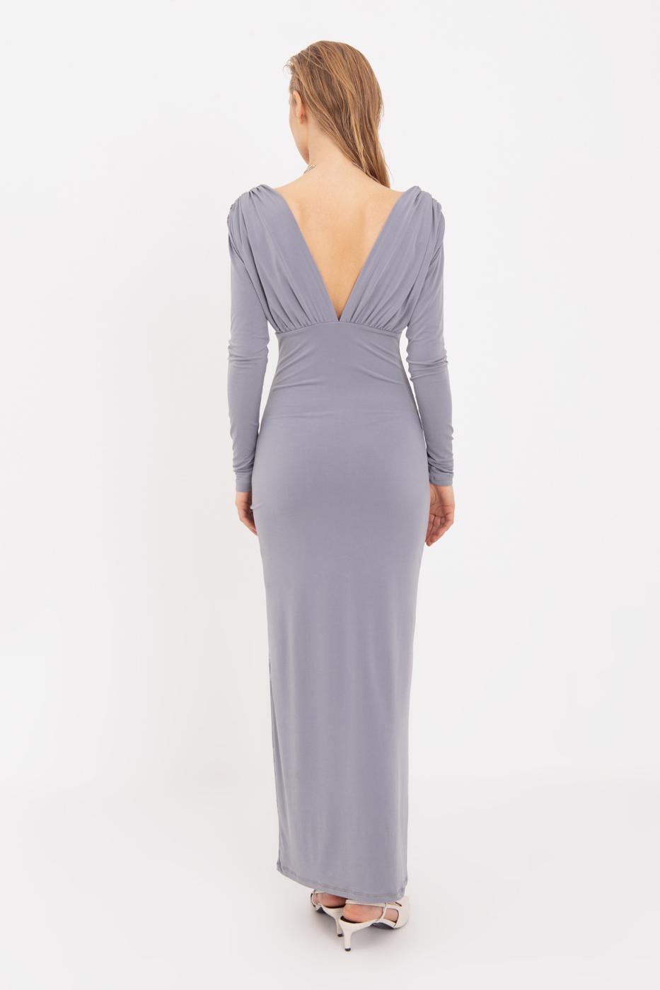 V-Neck Maxi Dress Grey