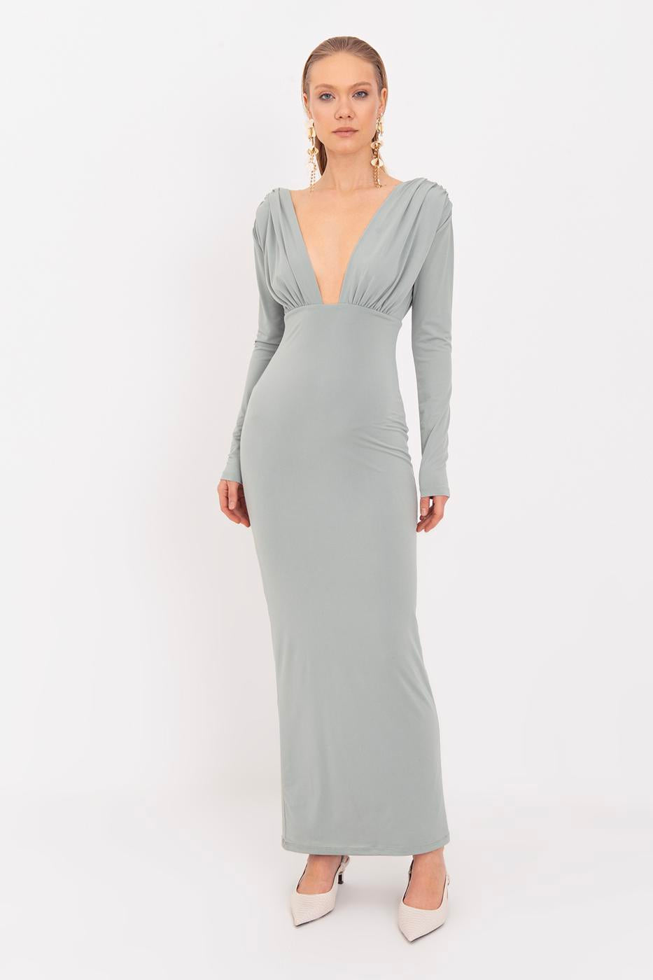 V-Neck Maxi Dress Green
