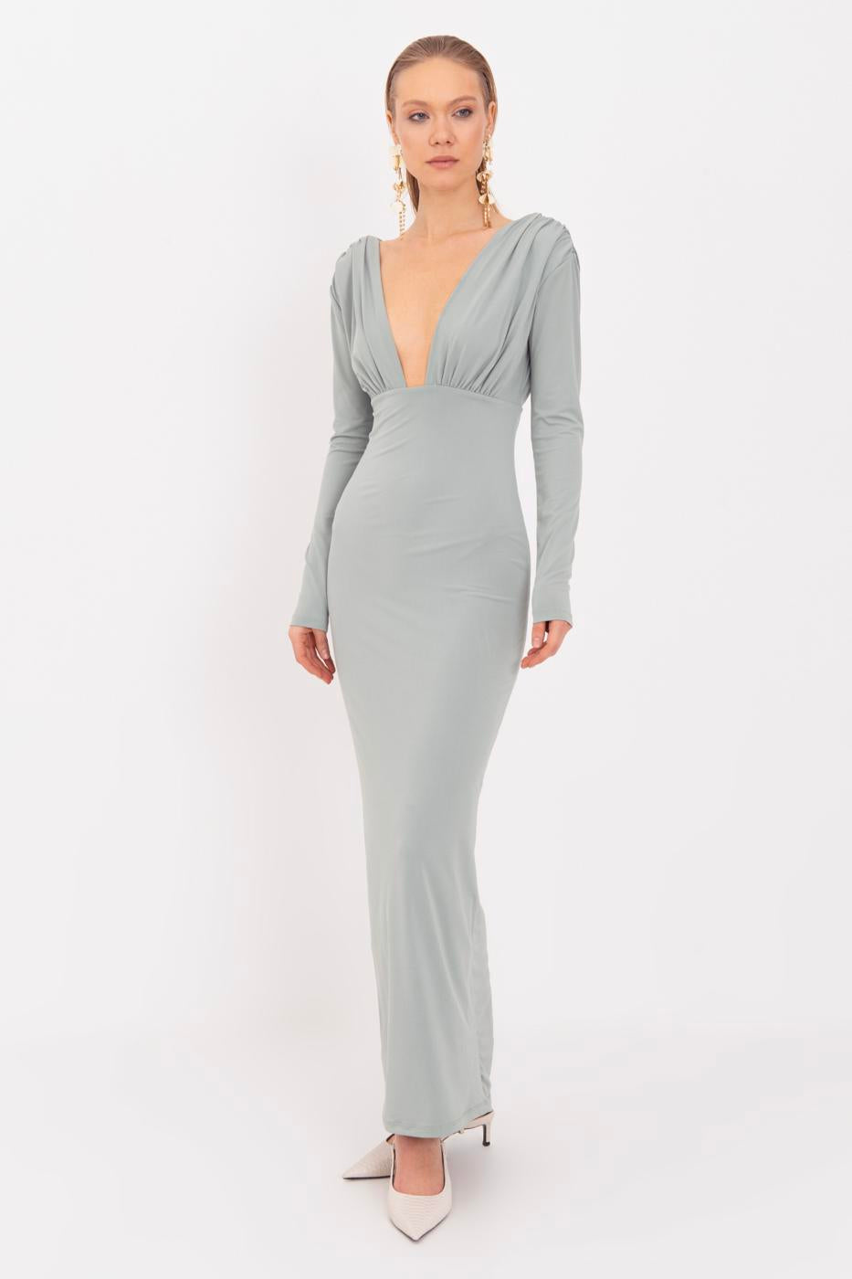 V-Neck Maxi Dress Green