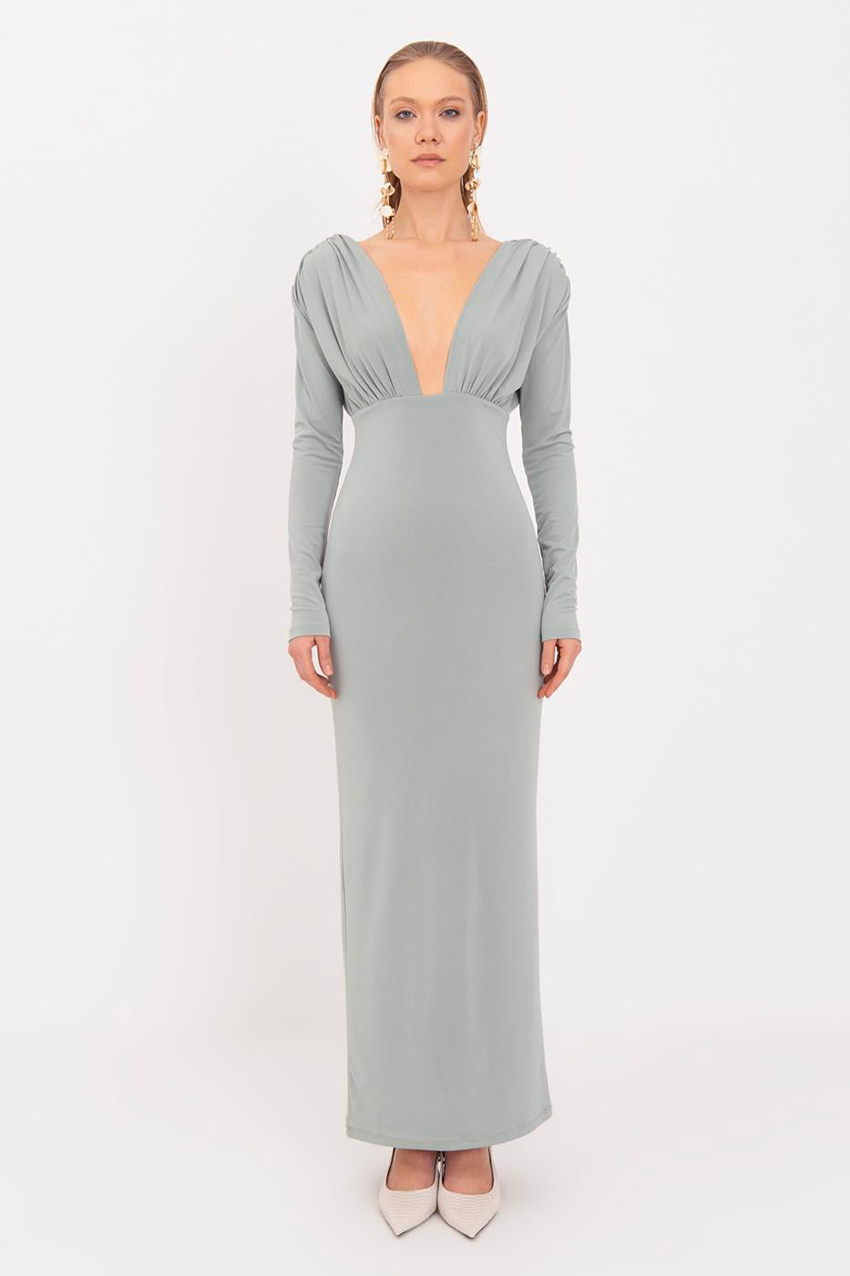 V-Neck Maxi Dress Green