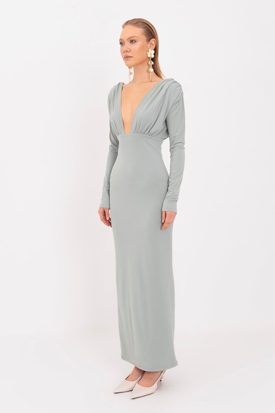 V-Neck Maxi Dress Green