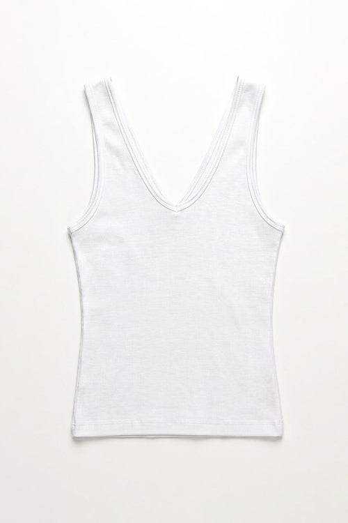 V-Neck Sleeveless Top White