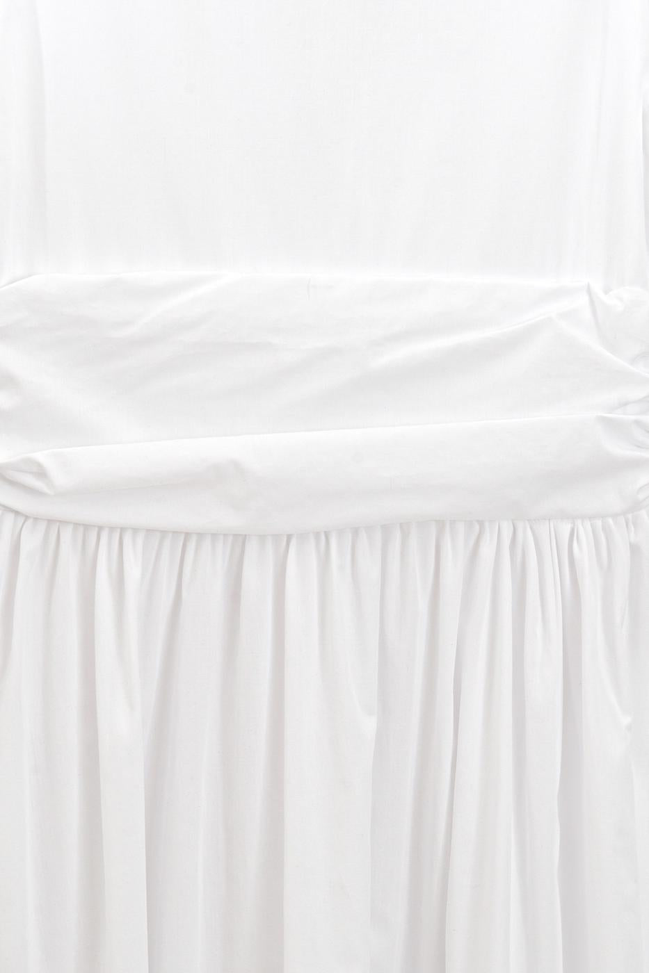 V-Neck Bodice Detail Ruched Midi Dress White