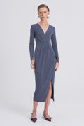 V-Neck Midi Dress Anthracite
