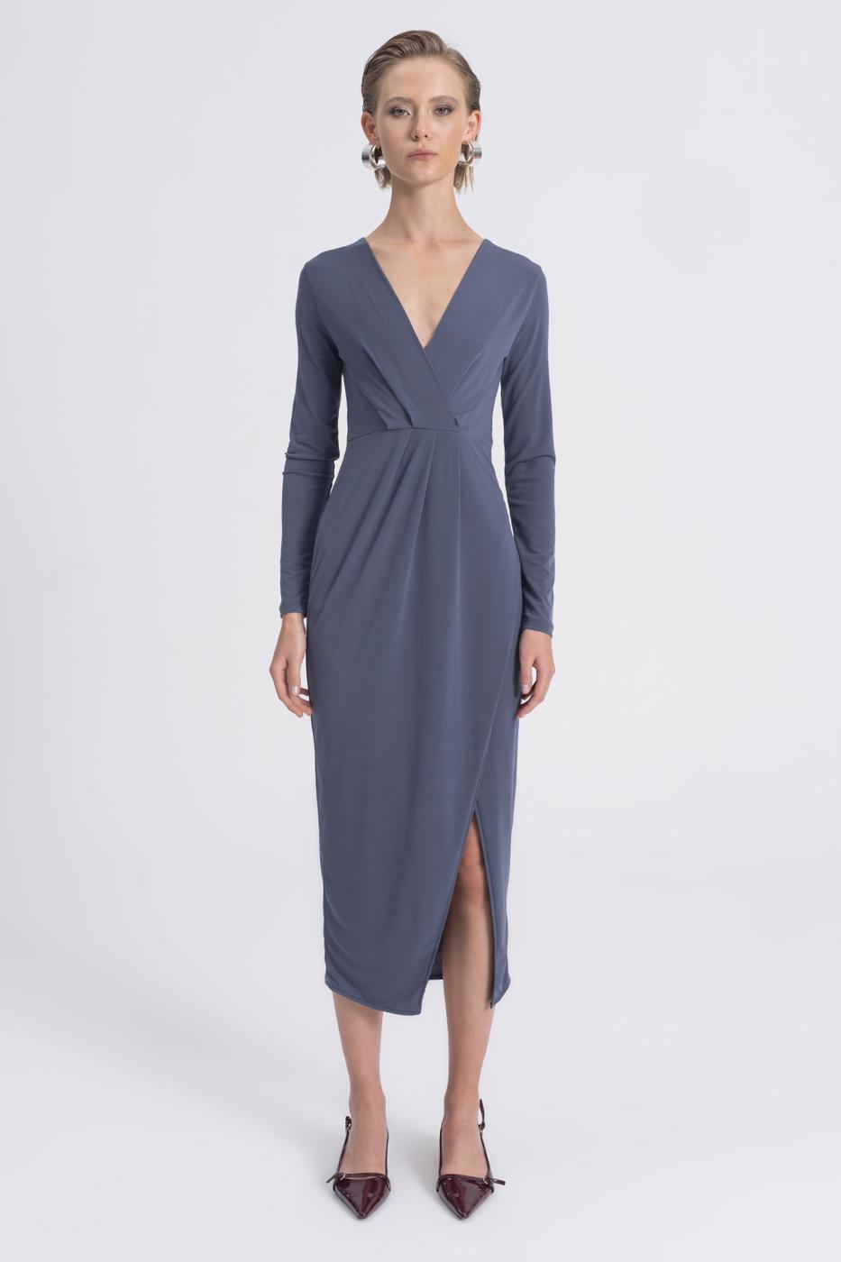 V-Neck Midi Dress Anthracite