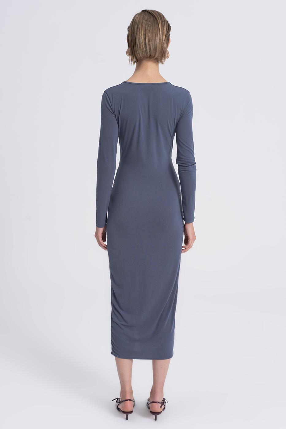 V-Neck Midi Dress Anthracite