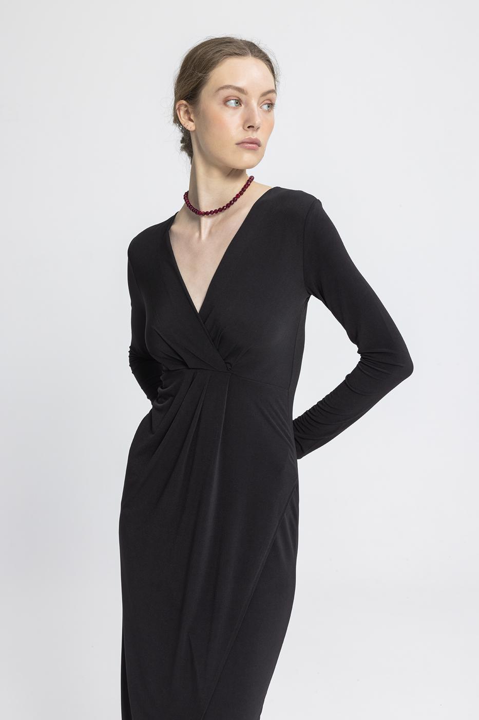 V-Neck Midi Dress Black