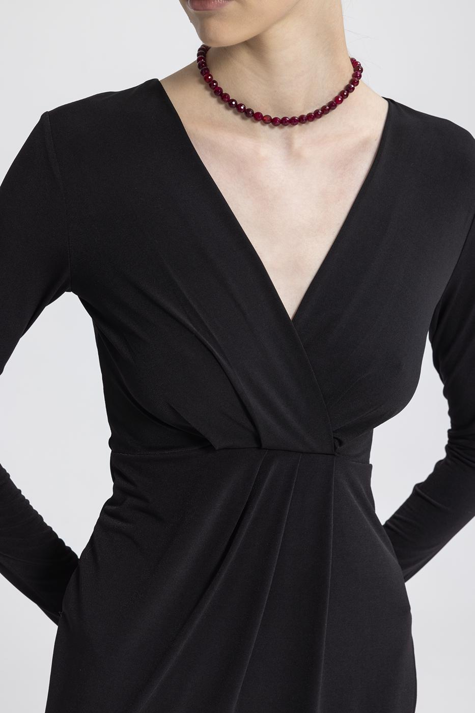 V-Neck Midi Dress Black