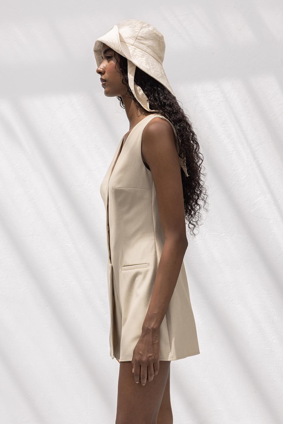 V-Neck Mini Jumpsuit