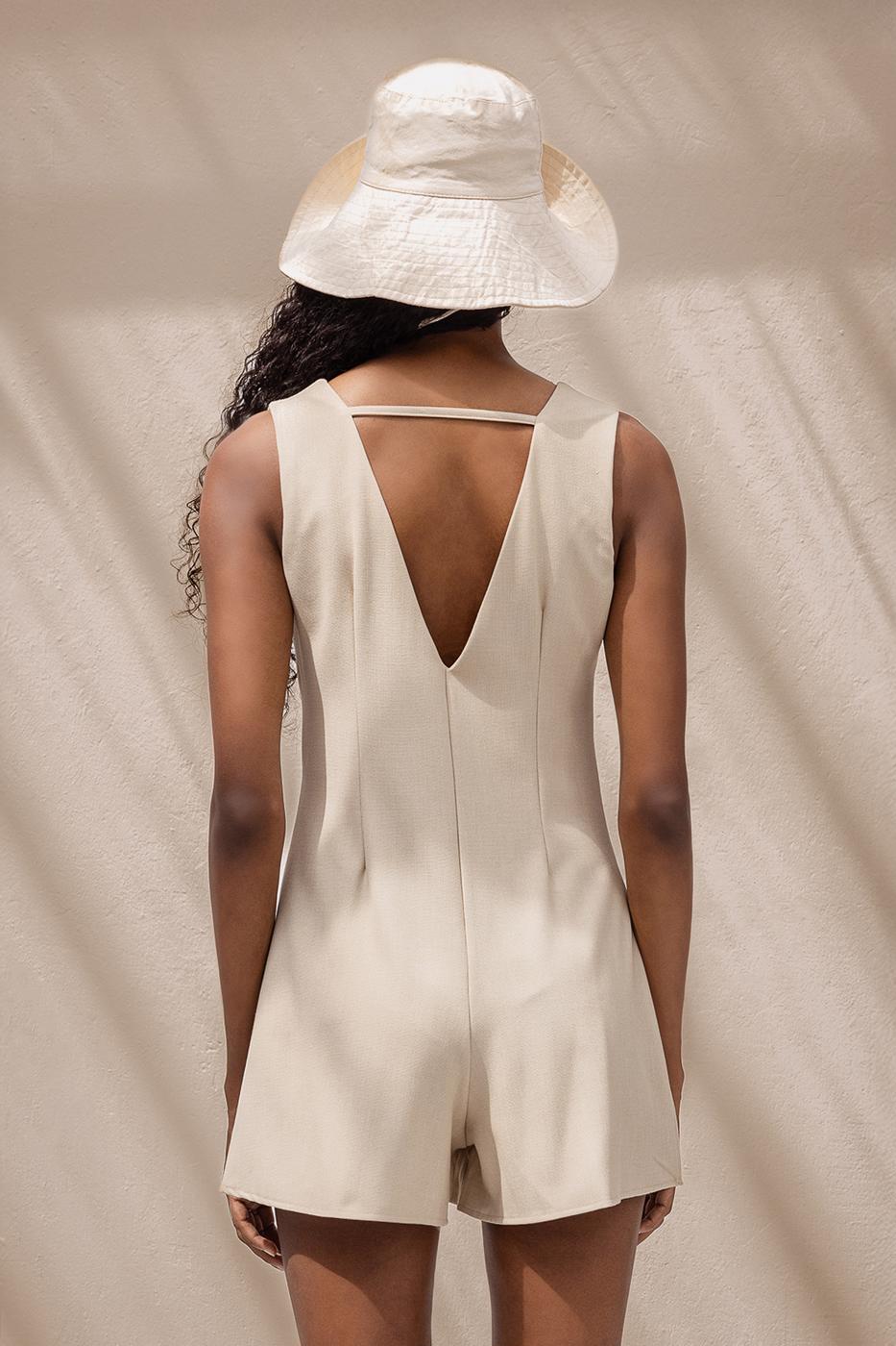 V-Neck Mini Jumpsuit