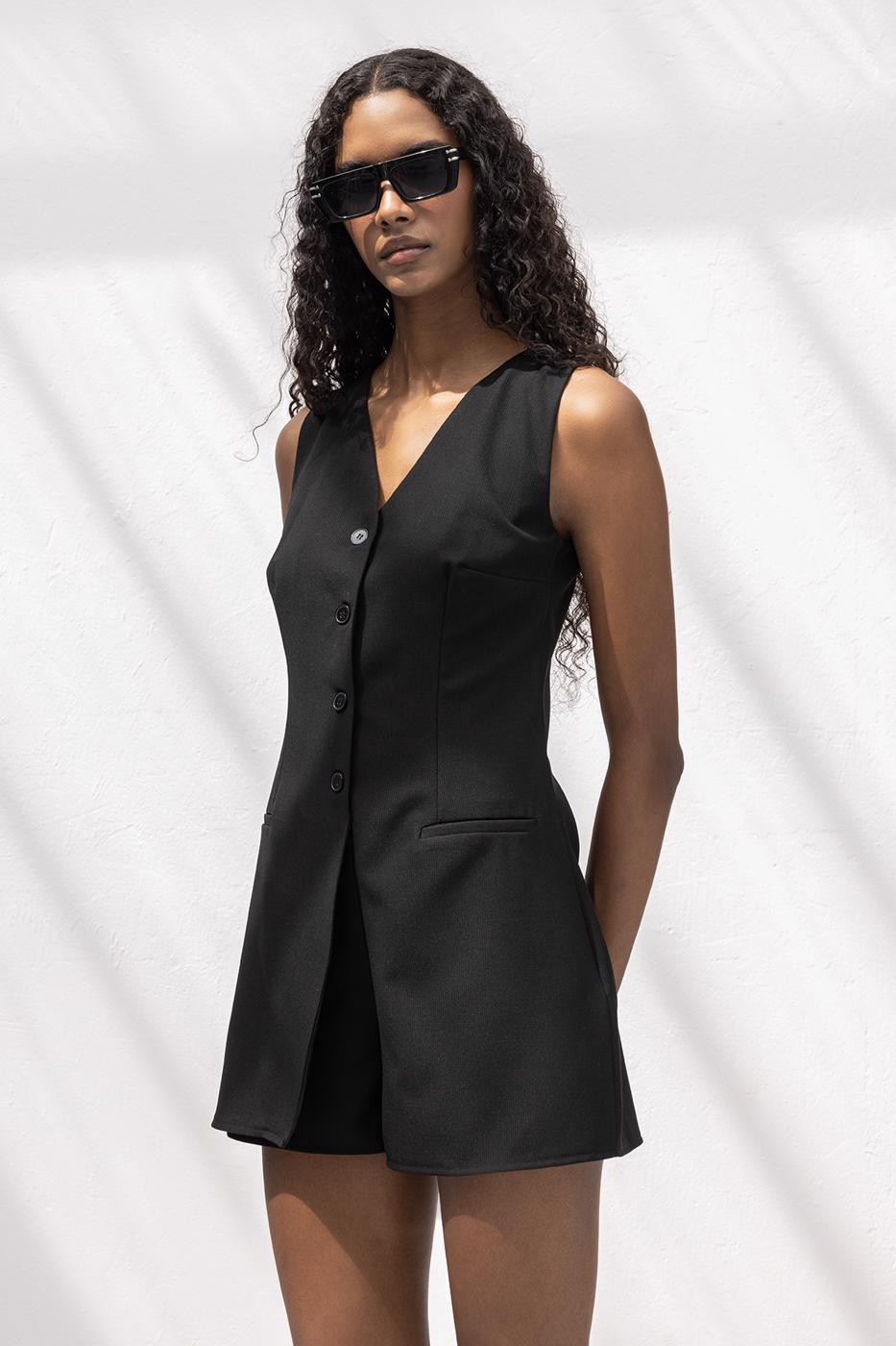 V-Neck Mini Jumpsuit