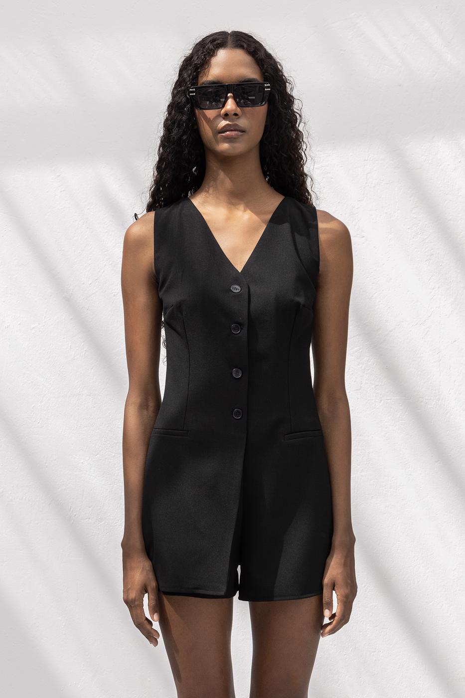 V-Neck Mini Jumpsuit