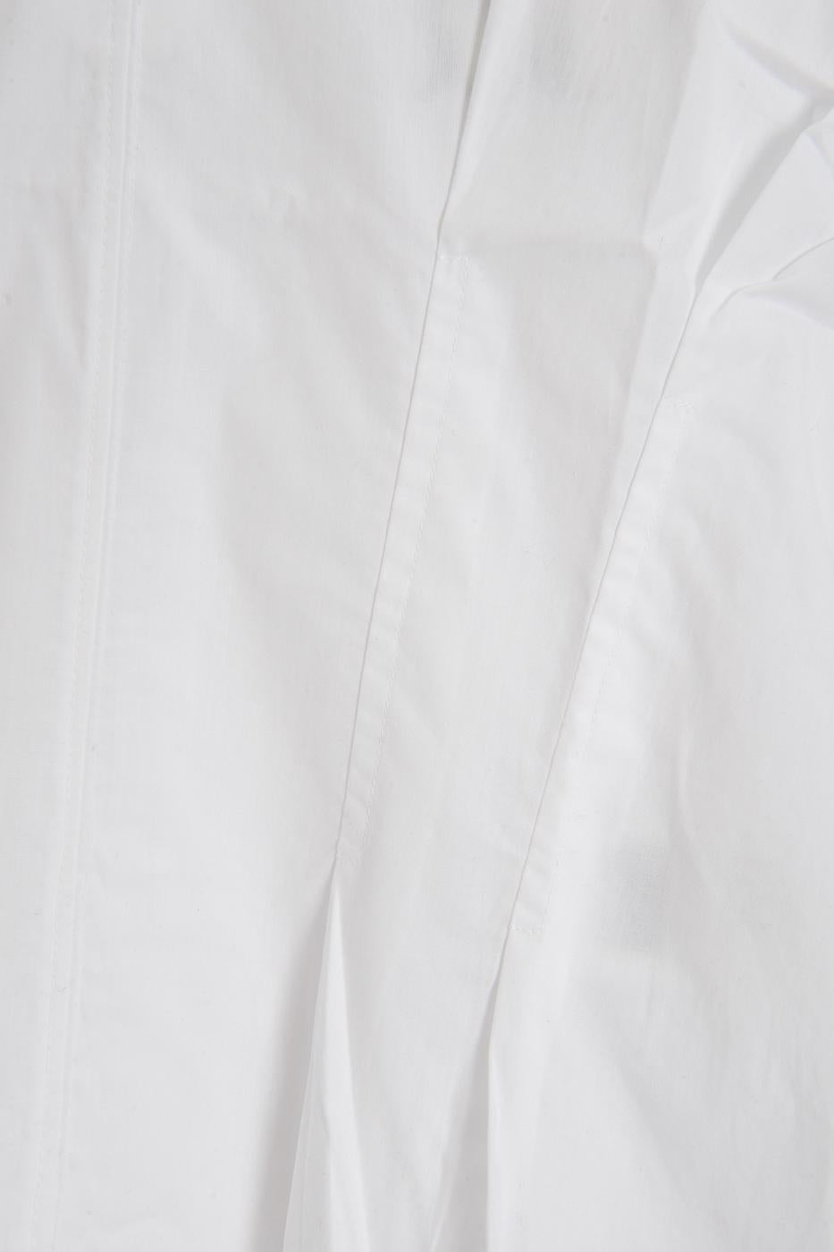 V-Neck Pleated Poplin Blouse White
