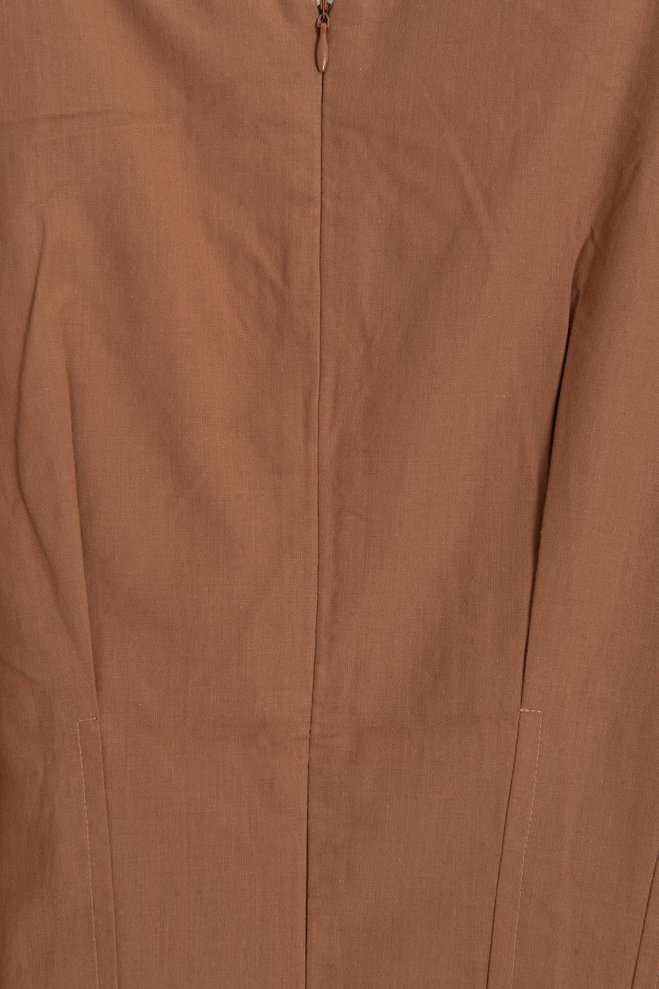 V-Neck Pleated Poplin Blouse Cinnamon