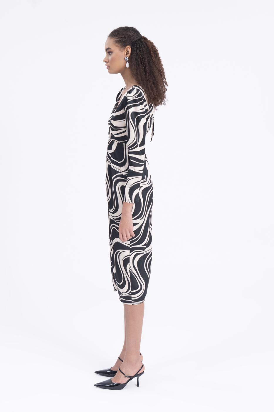 V-neck satin midi dress Beige