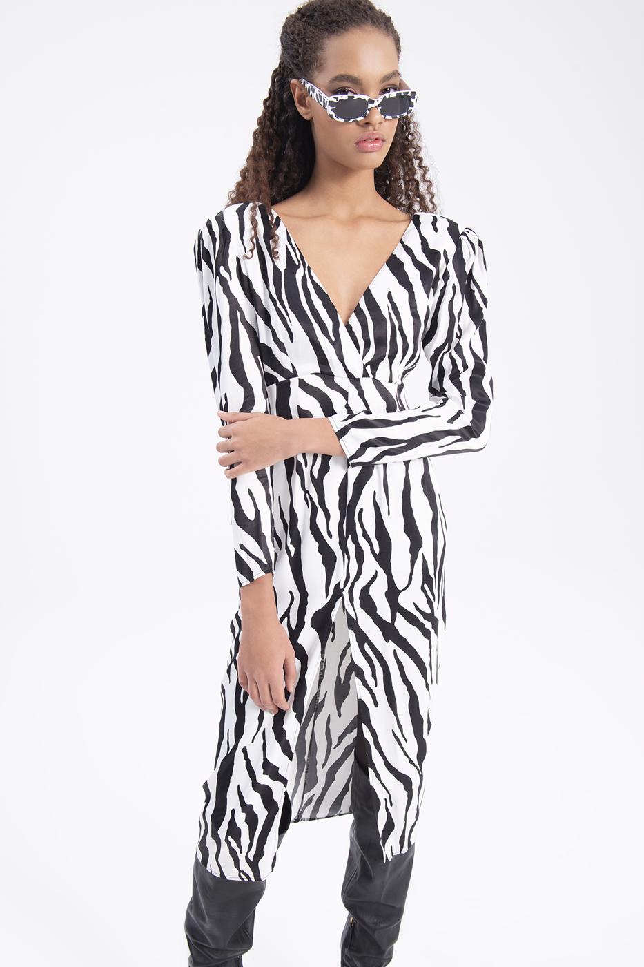 V-neck satin midi dress White
