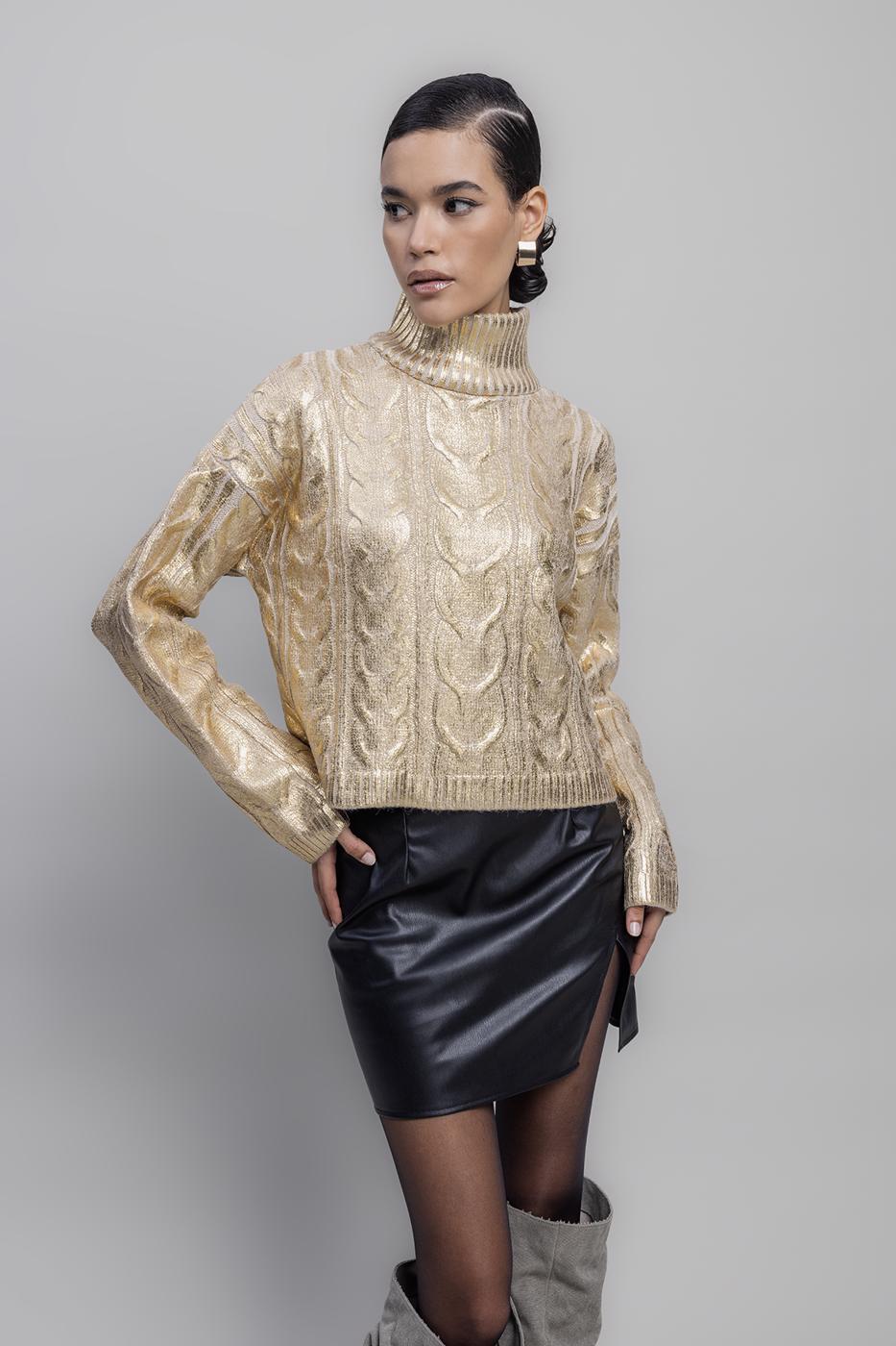Gilded Print High Neck Pullover