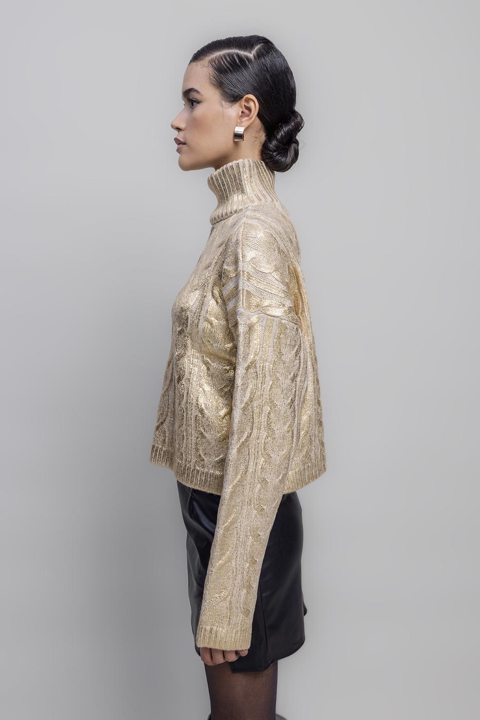 Gilded Print High Neck Pullover