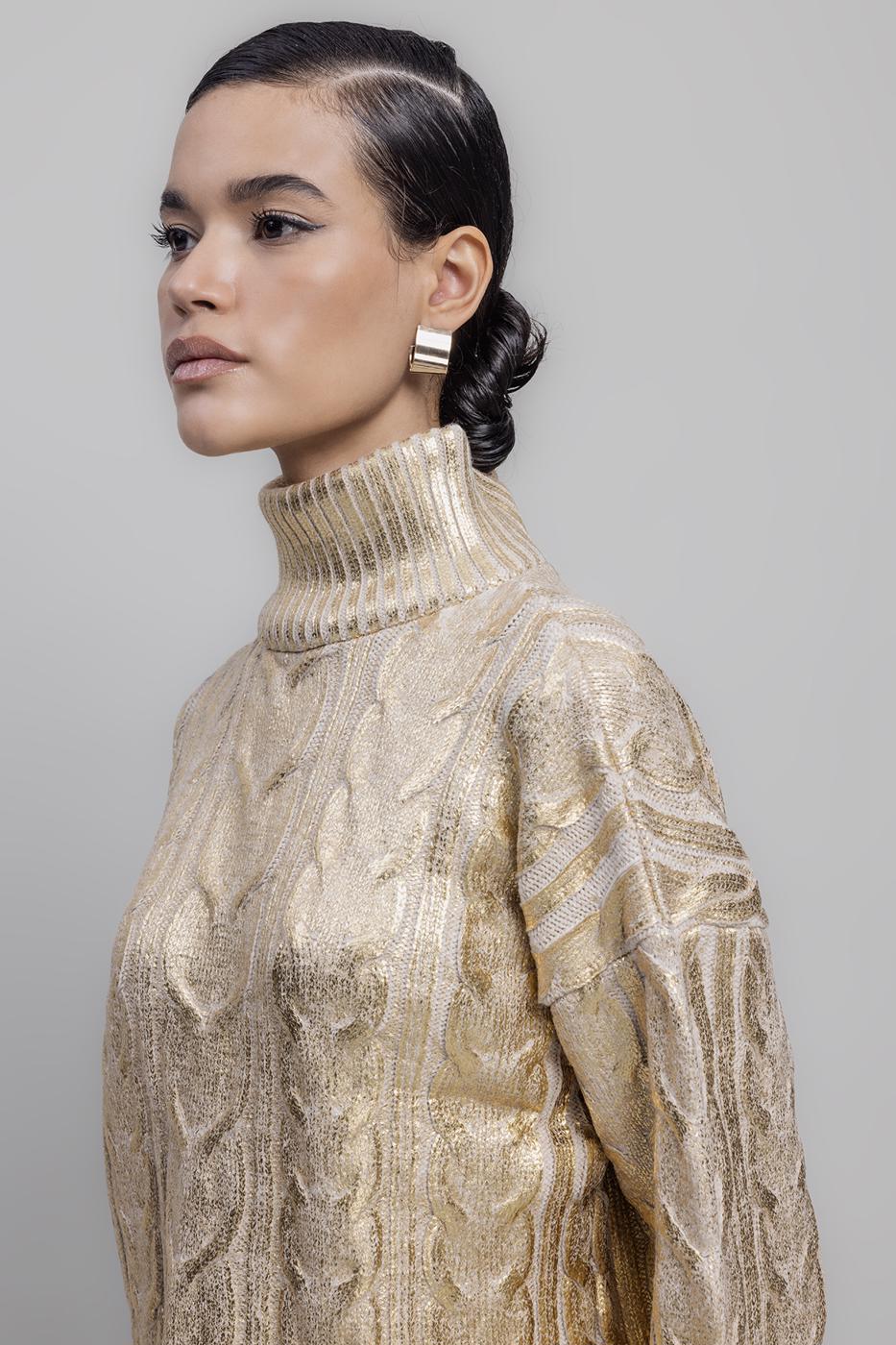 Gilded Print High Neck Pullover