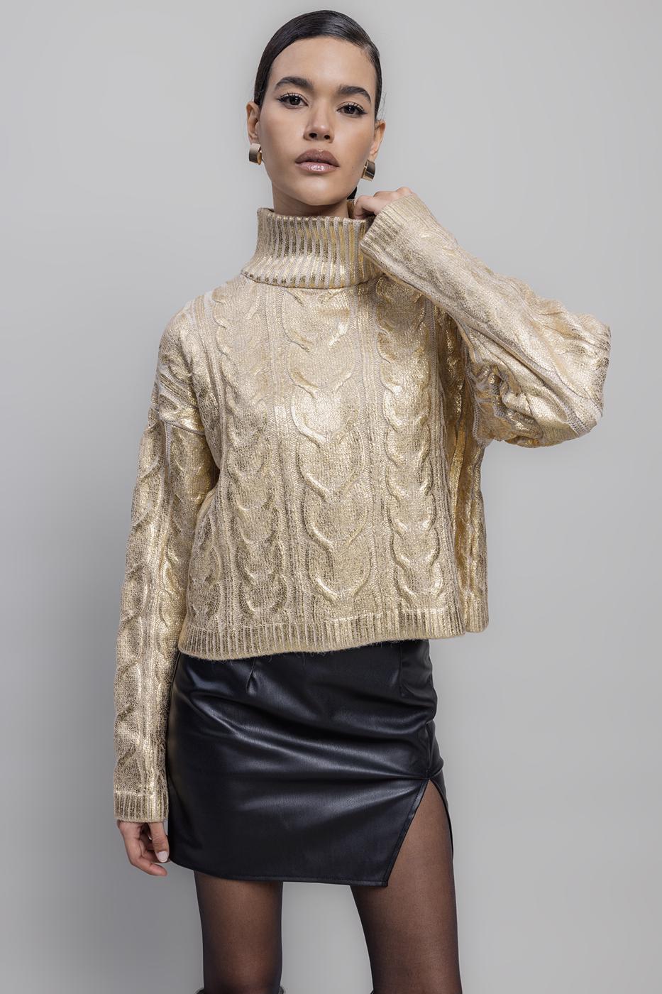 Gilded Print High Neck Pullover
