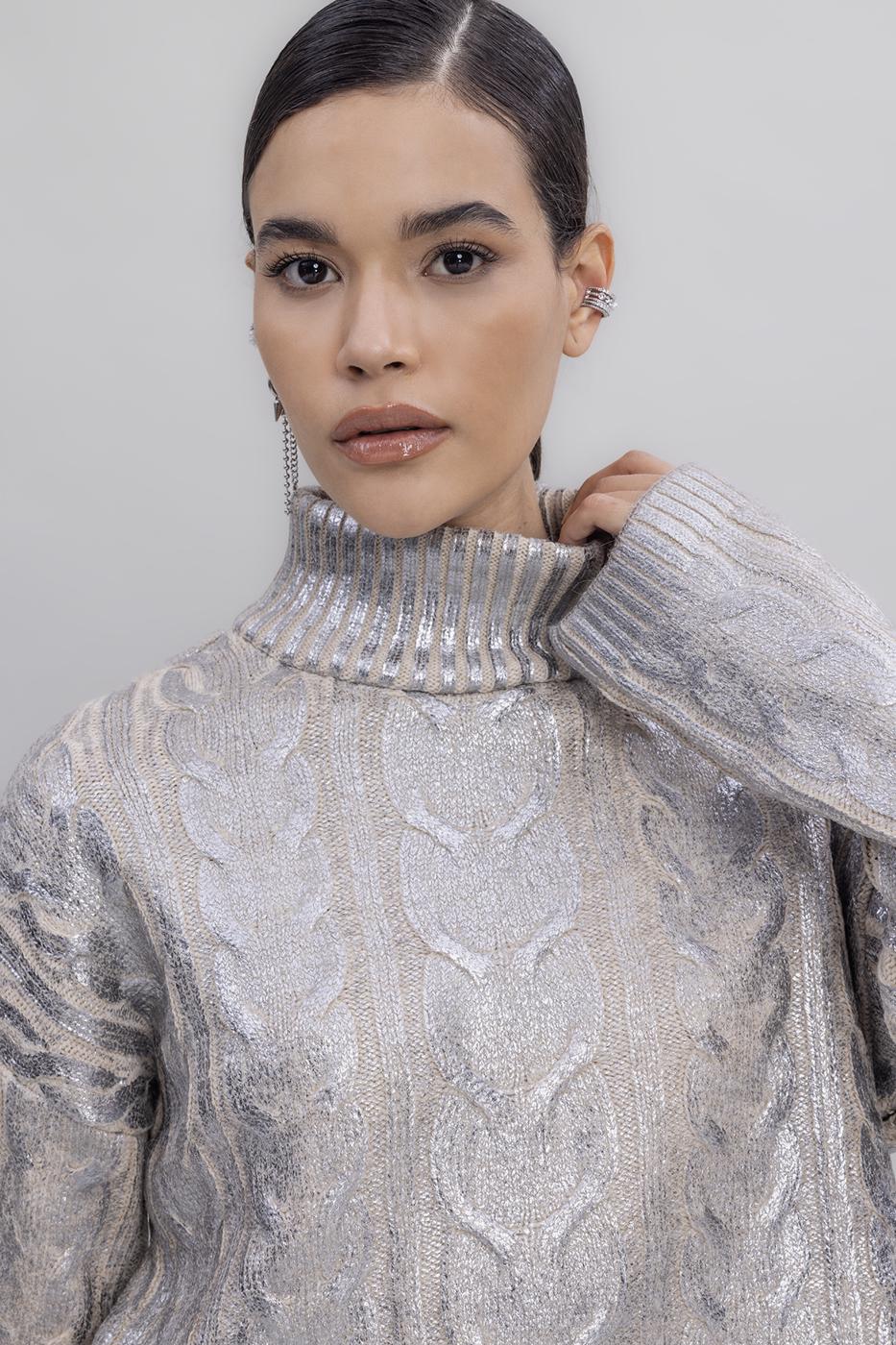 Gilded Print High Neck Pullover