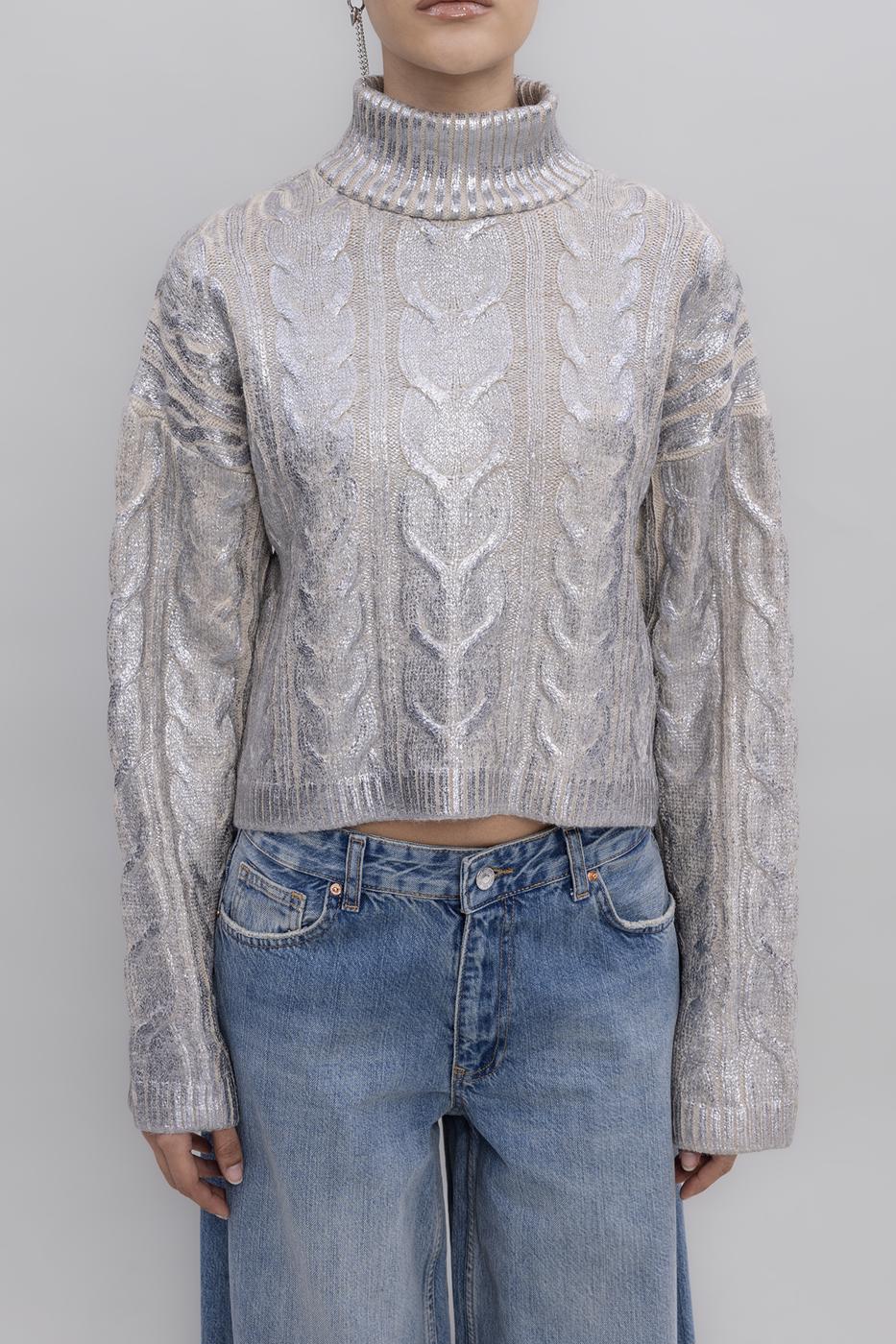 Gilded Print High Neck Pullover