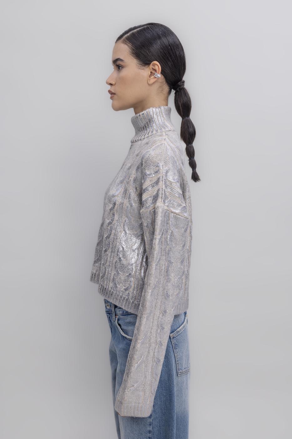 Gilded Print High Neck Pullover