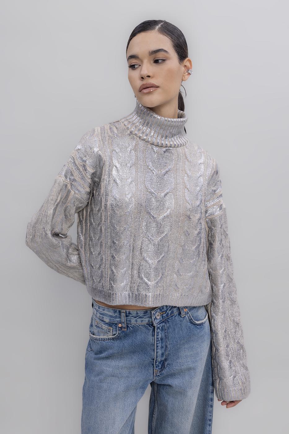 Gilded Print High Neck Pullover