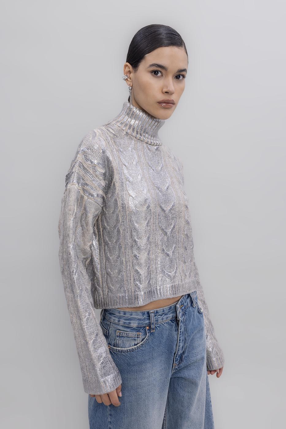 Gilded Print High Neck Pullover