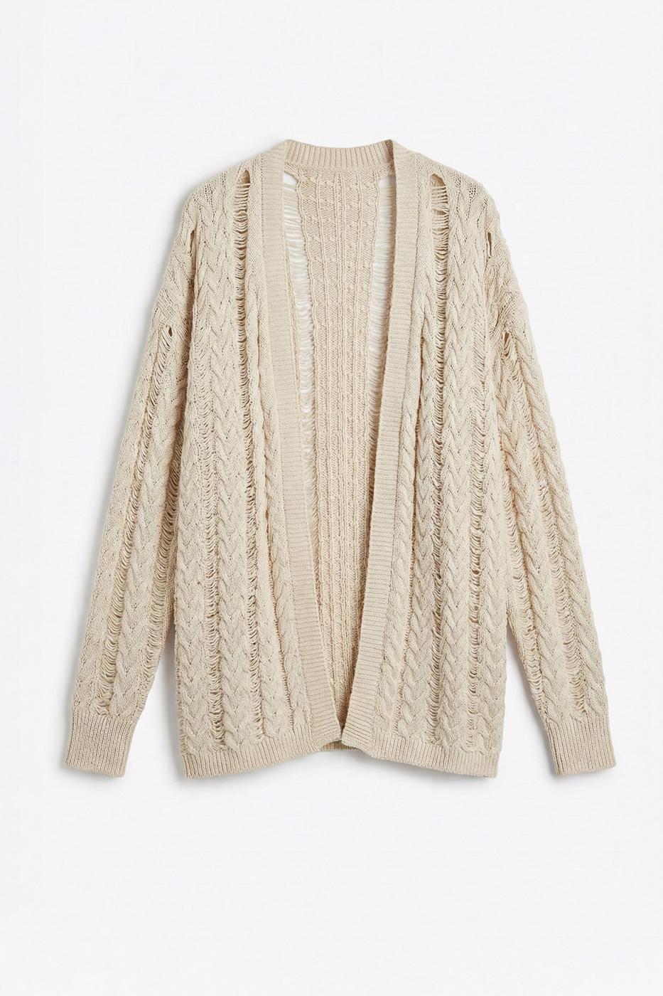 Gilded Openwork Oversize Cardigan Stone
