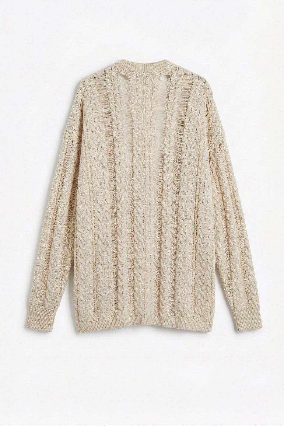Gilded Openwork Oversize Cardigan Stone