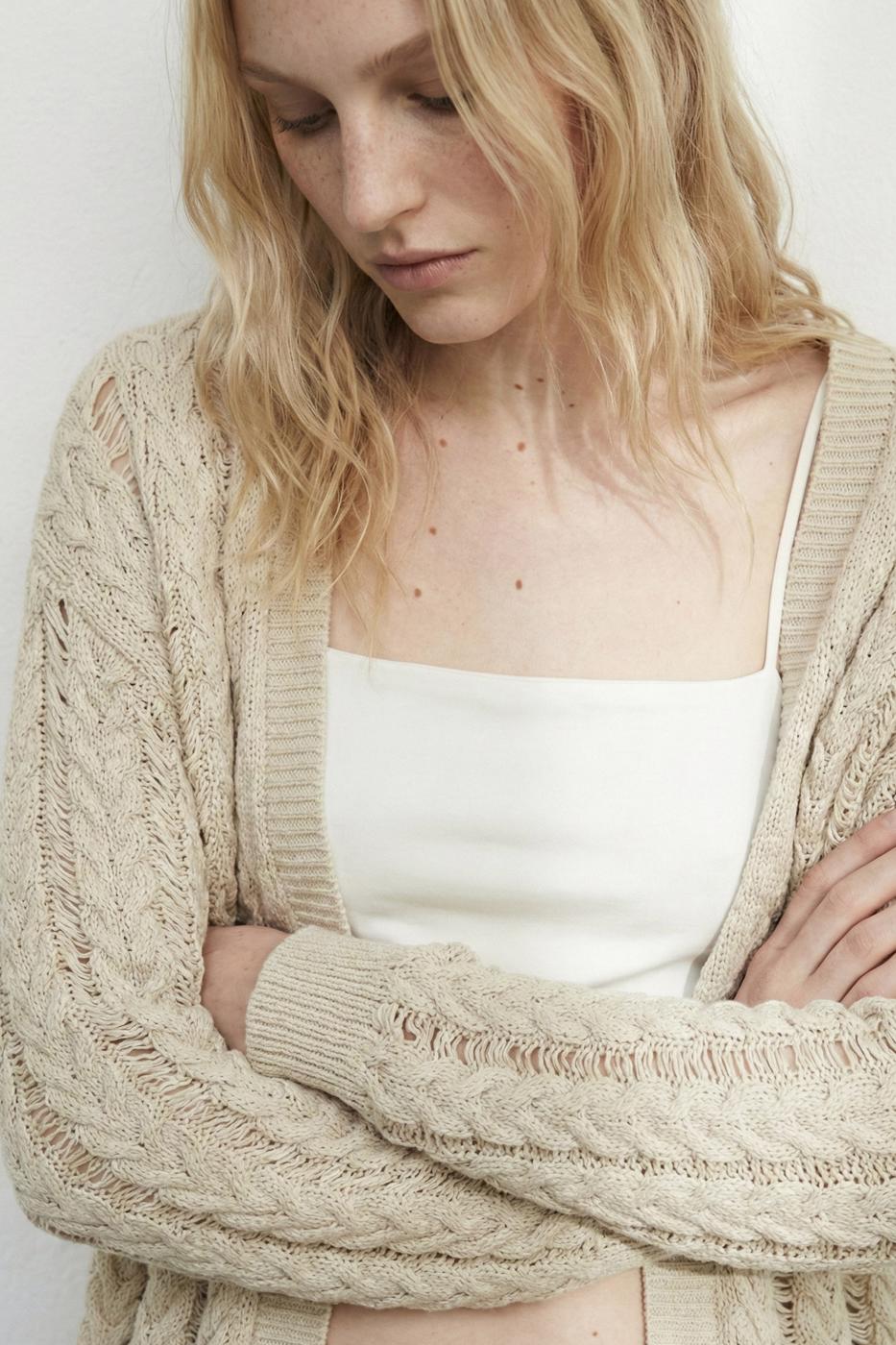 Gilded Openwork Oversize Cardigan Stone