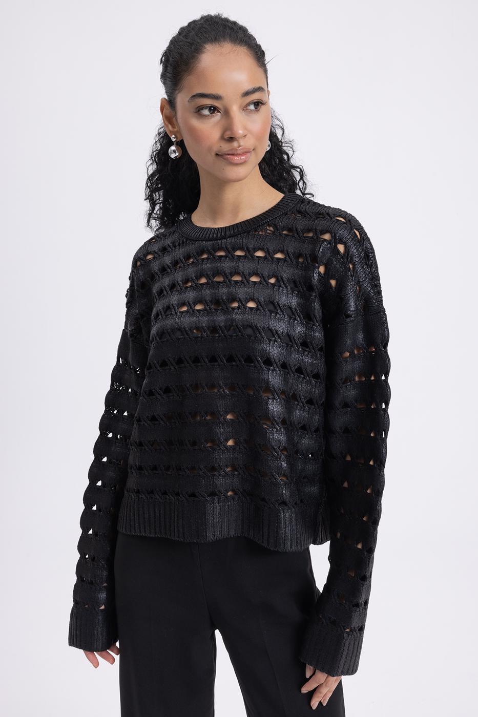 Gilded Openwork Oversize Sweater