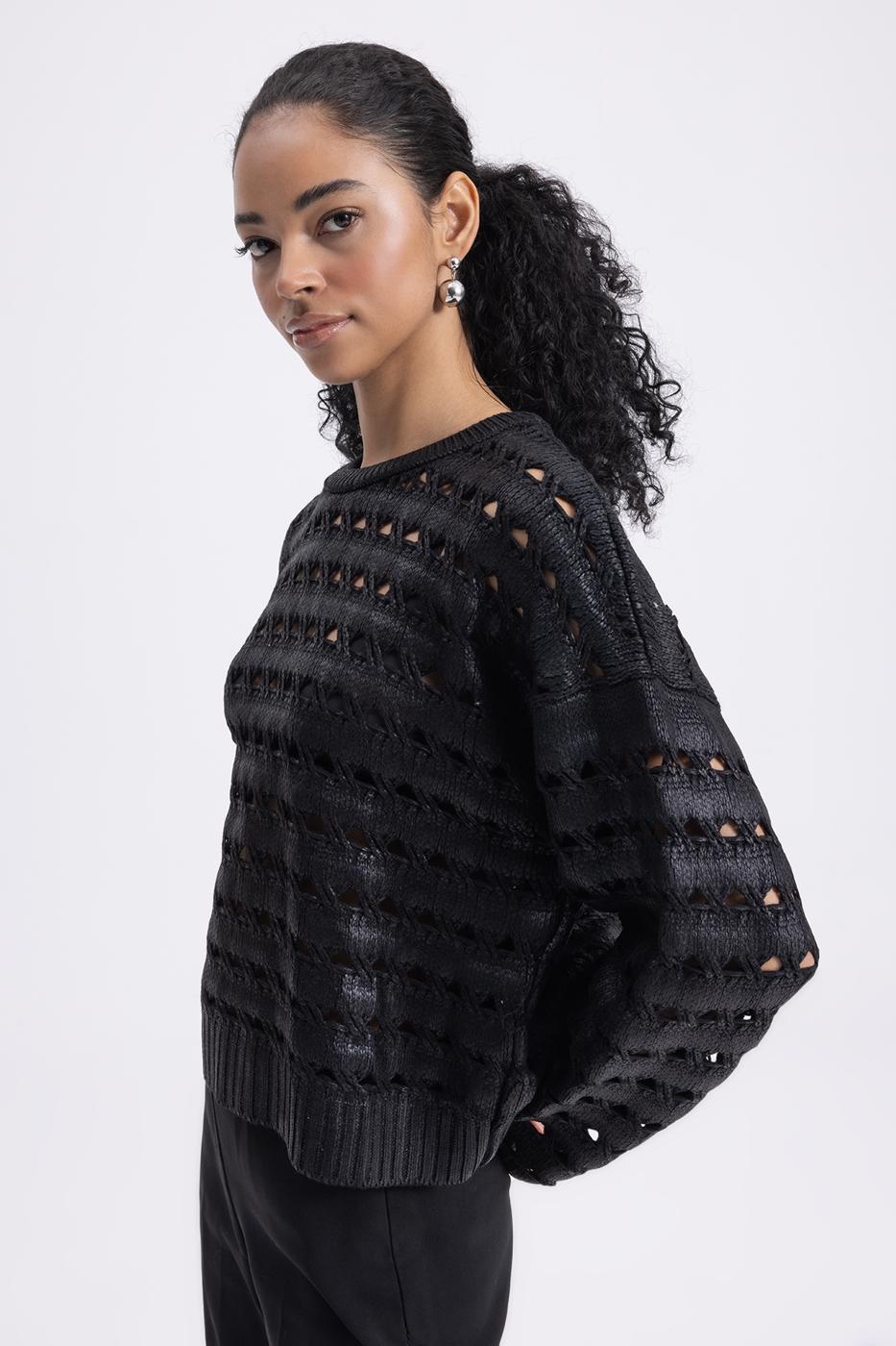 Gilded Openwork Oversize Sweater