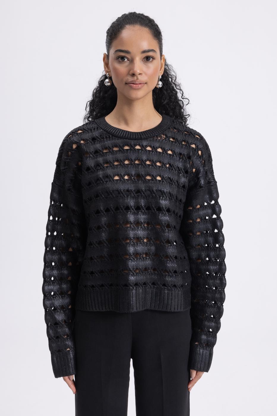 Gilded Openwork Oversize Sweater