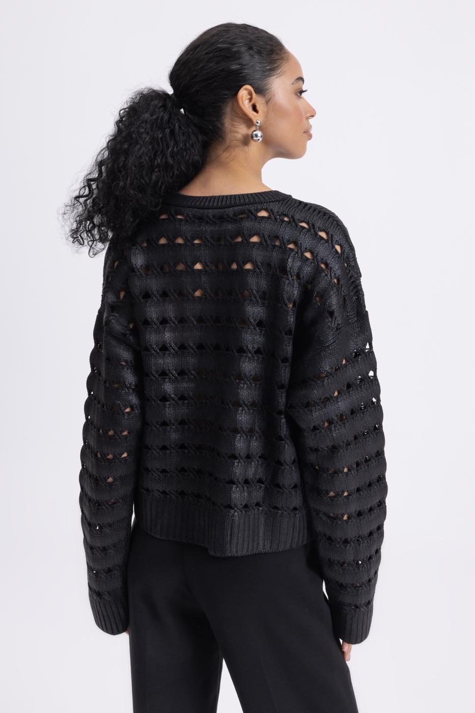 Gilded Openwork Oversize Sweater