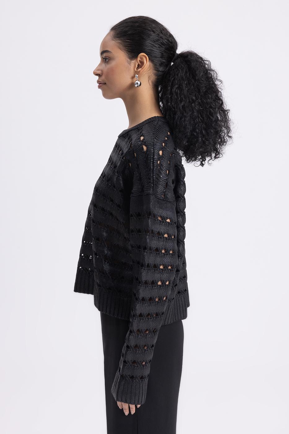Gilded Openwork Oversize Sweater