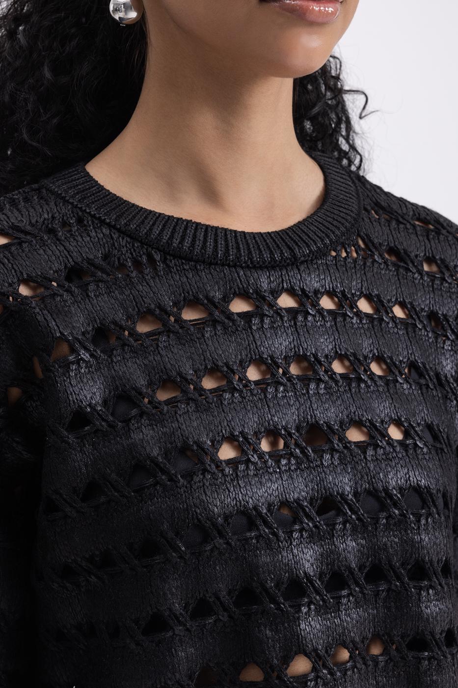 Gilded Openwork Oversize Sweater
