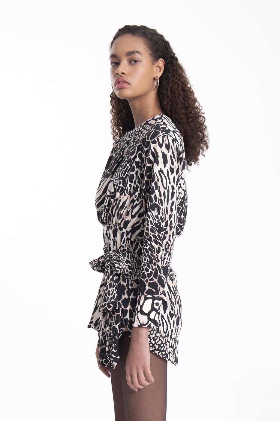 Front Tie Shoulder Padded Mini Dress