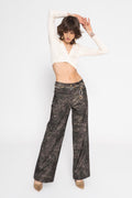 Vintage Look Straight Cut Pants Brown