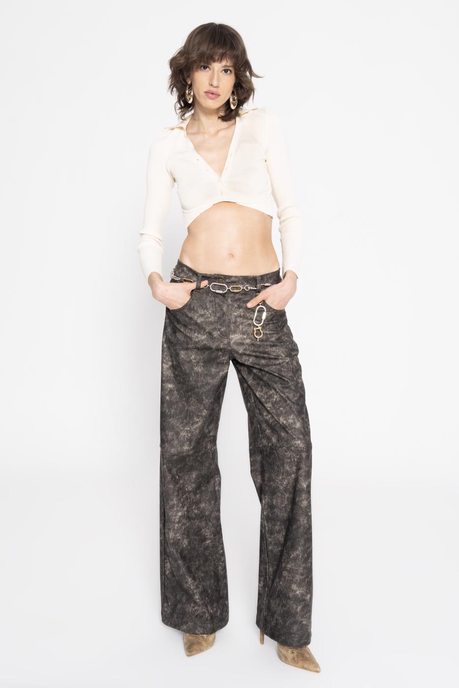 Vintage Look Straight Cut Pants Brown