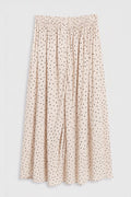 Viscose Polka Dot Ruched Midi Skirt Ecru