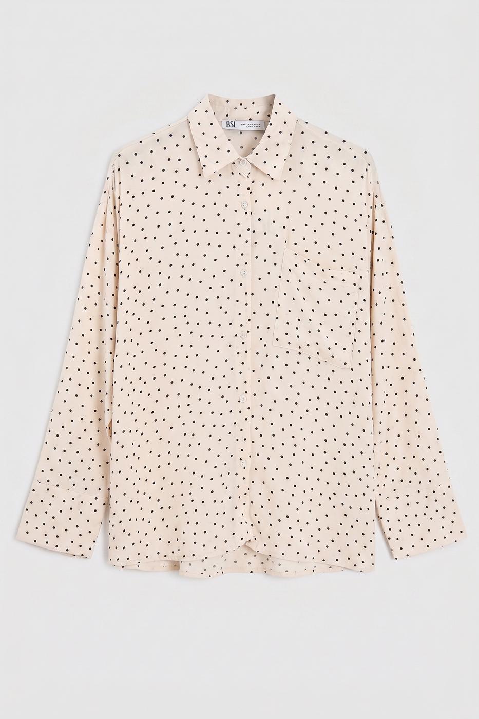 Viscose Polka Dot Oversize Shirt Ecru