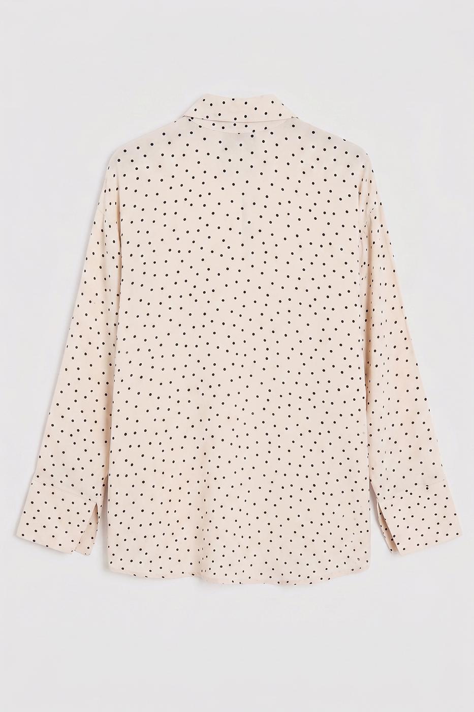 Viscose Polka Dot Oversize Shirt Ecru