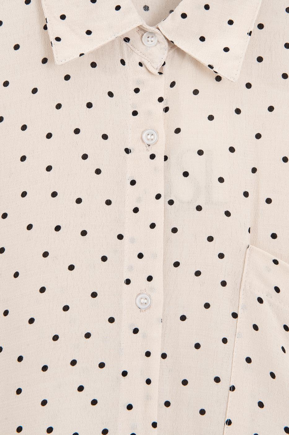 Viscose Polka Dot Oversize Shirt Ecru