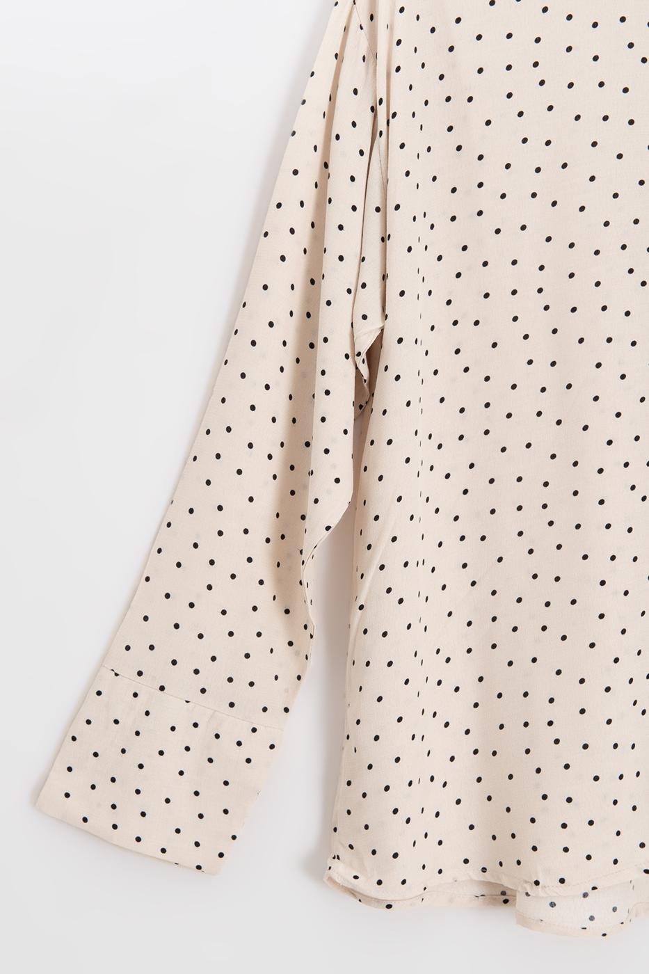 Viscose Polka Dot Oversize Shirt Ecru
