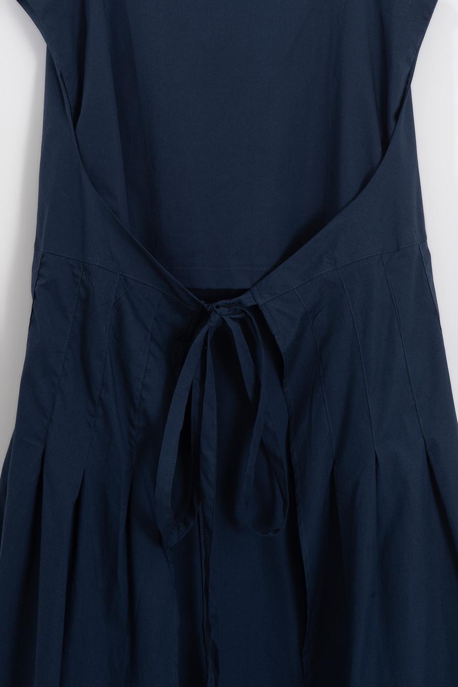 Ruffled Tie-Up Midi Dress Navy