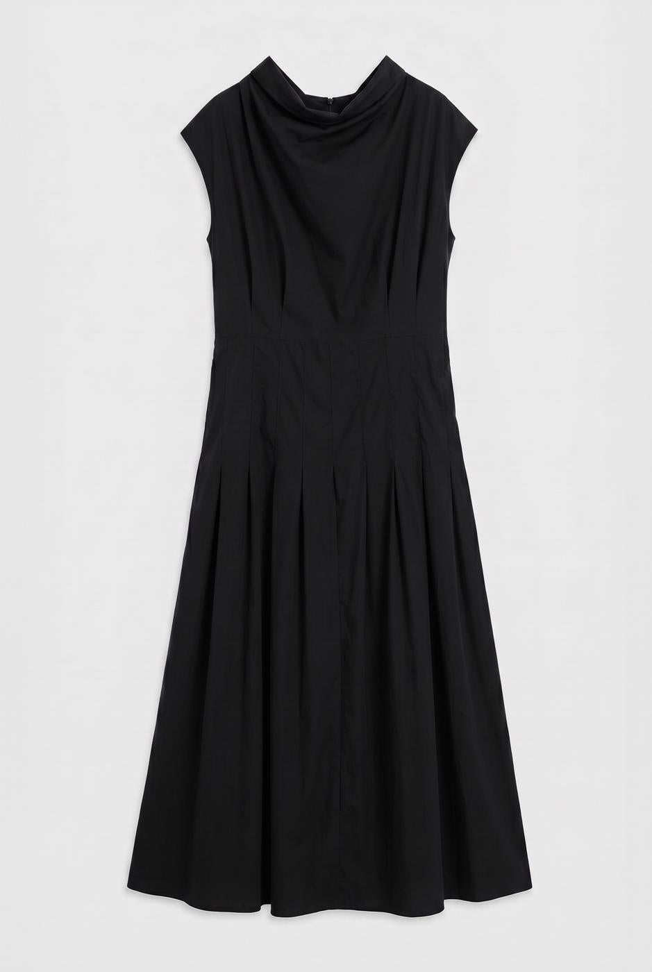 Ruffled Tie-Up Midi Dress Black