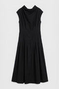 Ruffled Tie-Up Midi Dress Black